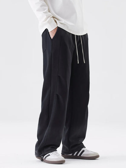 2025 Autumn New Gradient Color Washed Sweatpants Men Heavy Cotton Wide Leg Knit Sports Pants Loose Fit Straight Trousers