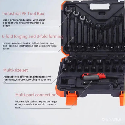 37-Piece Set Socket Wrench Automobile Repair Tool Combination Set Air-Powered Socket Wrench Kit for Automotive Maintenance