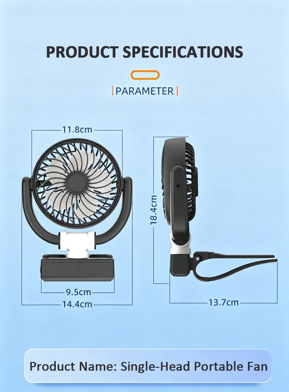 Car Cooling Clamp Fan Brushless Motor USB Rechargeable Fan  3 Speed Wind Rotatable Portable 5 Leaves Fan Car Electronic Tool