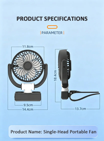 Car Cooling Clamp Fan Brushless Motor USB Rechargeable Fan  3 Speed Wind Rotatable Portable 5 Leaves Fan Car Electronic Tool