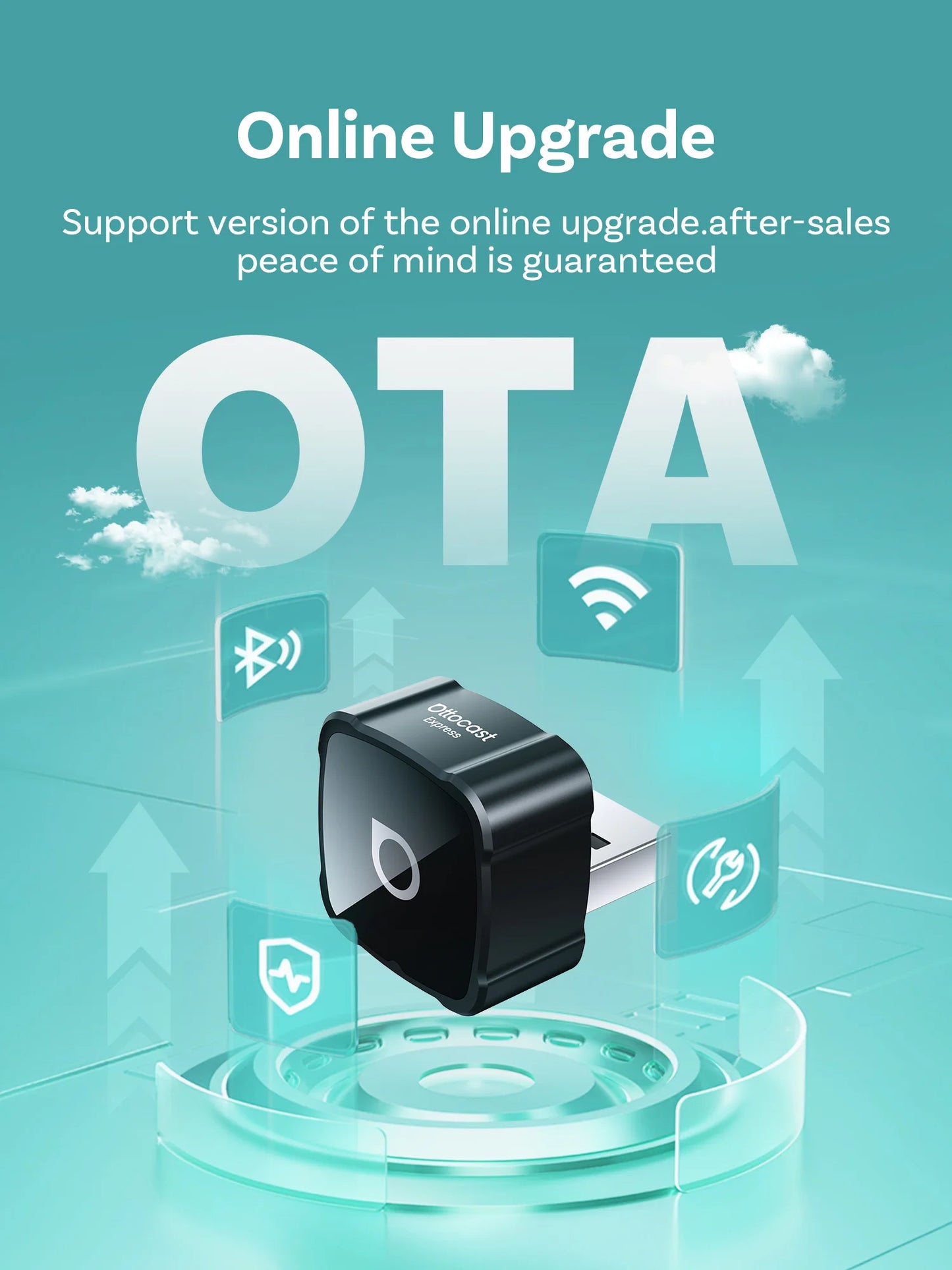 Ottocast Mini Air Wireless CarPlay Android Auto AirPlay Adapter 3 in 1 Plug and Play Wireless Mirroring For Youtube Tiktok IPTV