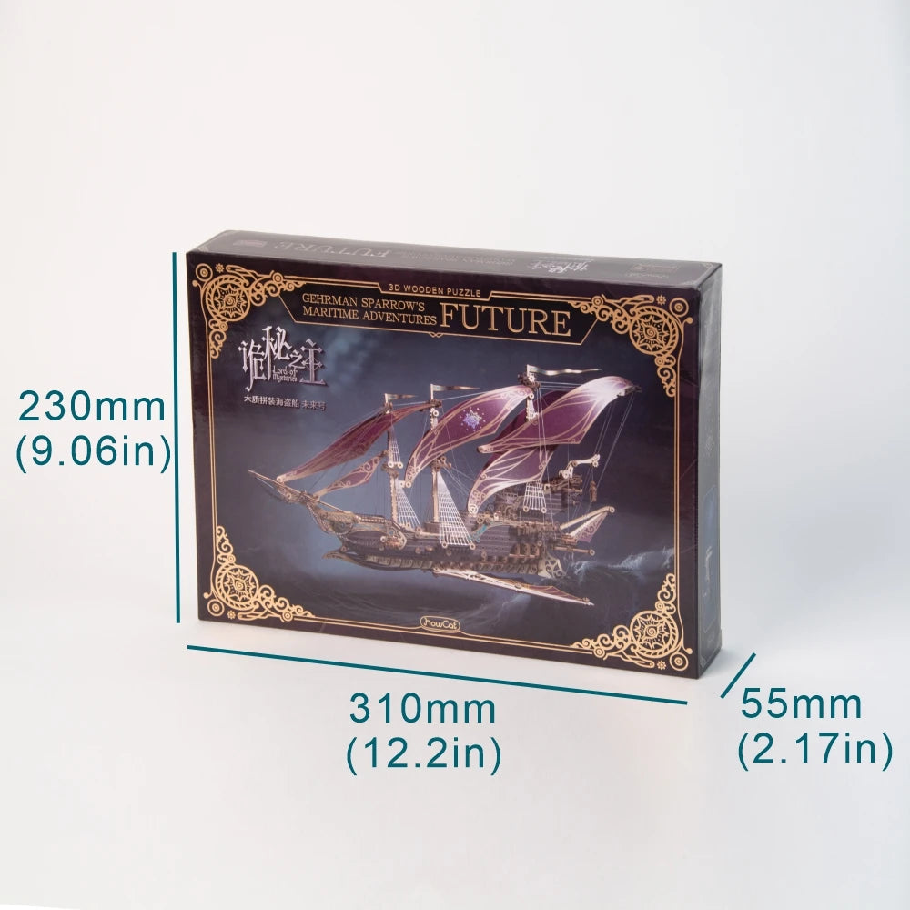 3D Wooden Sets For Adults And Children, Steampunk Mystery Future Pirate Ship DIY Assembled Toys Creative Decorations Birthda