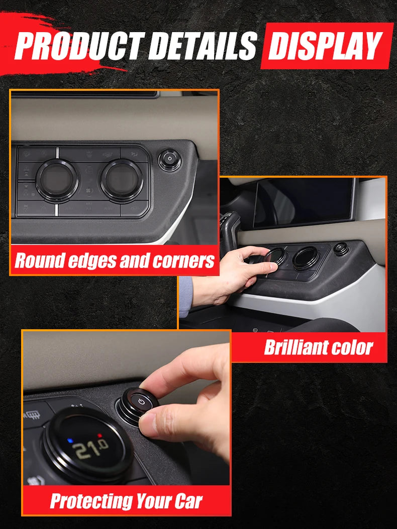 cheya Car central control air conditioner volume knob decorative cover For Land Rover Defender 110 2020+ Aluminum accessories