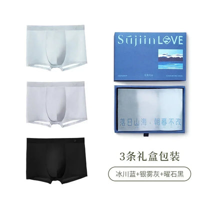 SUJIIN 3Pcs/Lot Men's Panties Seamless Boxers Comfortable Underwear Man Antibacterial Breathable Underpants Boxershorts MR002