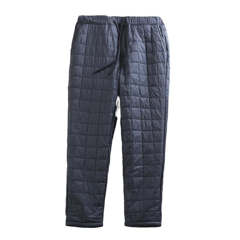 Thickened Fleece Men's Casual Straight Leg Cotton Pants Warm Elastic Waist Pure Color Autumn Winter Leisure Trousers