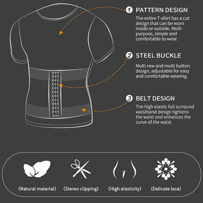 Waist Trainer Shirts for Men Abdomen Reducing Tummy Control Girdle Slimming Body Shaping Underwear Compression Tees Shapewear