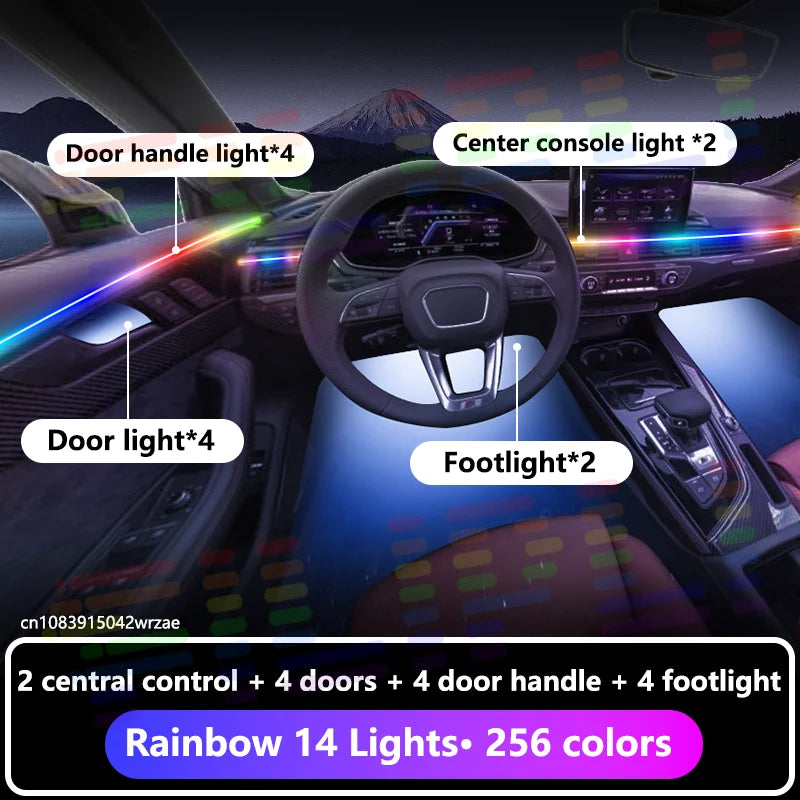18 in 1 For Ford Tourneo Custom 2023-2026 Years Car Interior Ambient Lights Strips Breathing Lighting Kit App Control Auto LED s