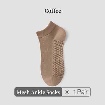 1/4/7 Pairs Men's Mesh Breathable Ankle Socks & Crew Socks - Lightweight Cotton Low Cut No Show Socks for Sports, Spring Summer