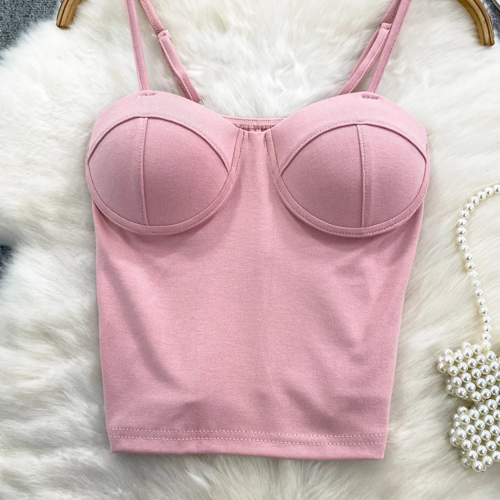 Sexy Fashion Design Camisole Tank Top Women Slim Fit Outerwear Spicy Base Shirt Sexy Backless Vest Short Straight Cut Bodycon