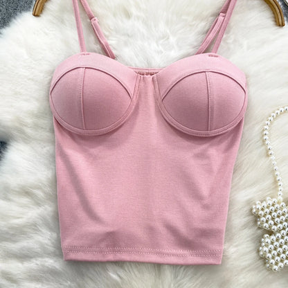 Sexy Fashion Design Camisole Tank Top Women Slim Fit Outerwear Spicy Base Shirt Sexy Backless Vest Short Straight Cut Bodycon