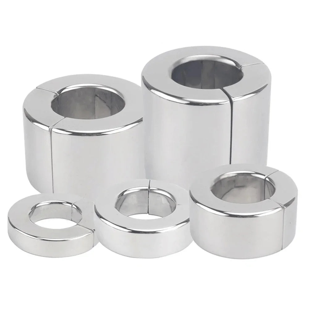 Stainless Steel Ball Stretcher Scrotum Pendant Heavy Magnetic Penis Lock Cock Ring Bondage Metal Erection Male Delay Sex Toy Man