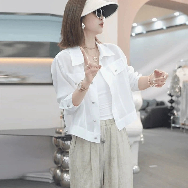 Fashionable Thin Short Sun Protection Clothes 2026 Spring New Women's Design Small Size Coat Korean Style Commute Wind