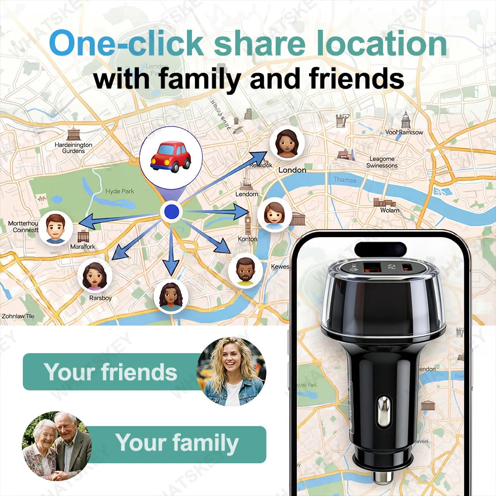1- 4Pack For IOS&Android System Car Phone Charger GPS Locator Tracker 30W USB Type C QC 3.0 Phone Fast Charging Power Adapter