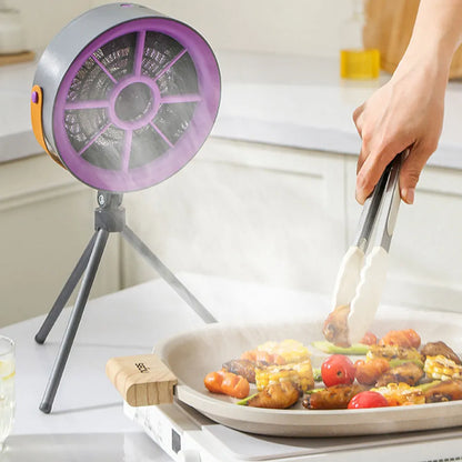 Desktop Range Hood with Filtration Kitchen Fan Portable Smoke Extractor with 3 Speeds for Outside Camping and Household