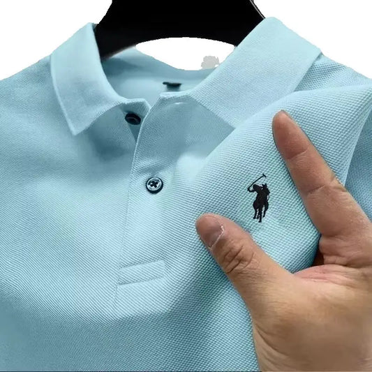 New Men's High-Quality Embroidered Logo Short-Sleeved Polo Shirt, Summer Fashion, Casual, Comfortable, Breathable T-Shirt Top