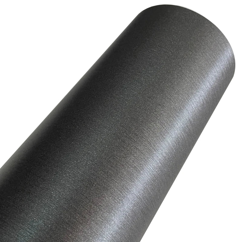 Premium Dark Gunmetal Grey Brushed Steel Vinyl Wrap Roll Film with Air Release Self Adhesive Decal Automotive Car Wrapping Foil