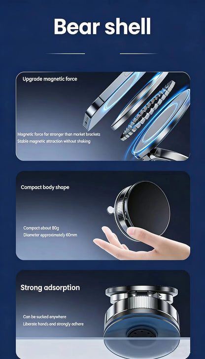 Magnetic Car Phone Holder 360° Rotatable Foldable & Adjustable Magnetic Auto Mount ,Suction Cup Phone Holder for Car/Mirror