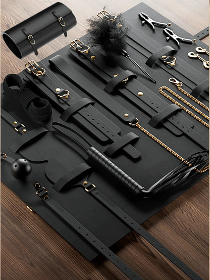 Sexy leather BDSM plush bondage bundle set blindfold handcuffs whip sex toys for women Nipple clip butt plug Exotic sex toys
