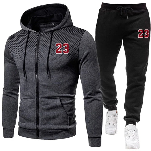 Hot Sale Men's Tracksuit Zip-up Jacket Black Sweatpants Fall Winter Daily Casual Sporty Sweatshirt Outfit Male Training Set