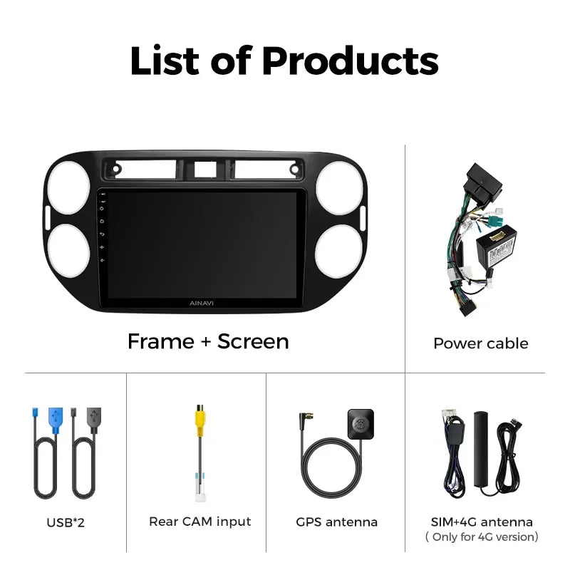 Ainavi Car Radio For Volkswagen VW Tiguan 2006 2010 2016 Golf Plus Wireless Carplay Android Auto Car Stereo Multimedia Player