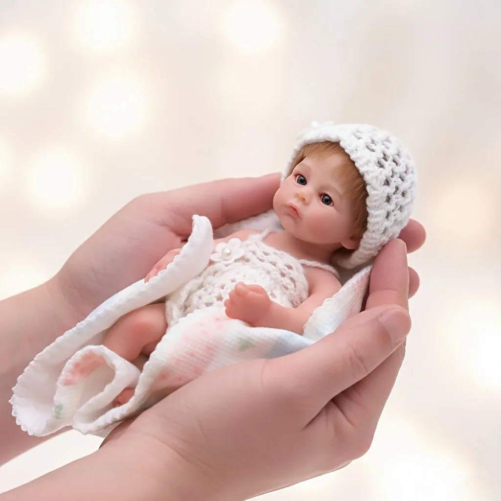 Cloveray 8 inch Mini Full Body Soft Silicone Realistic Reborn Baby Doll Super Cute Solid Silicone Doll High Quality Toy Kid Gift