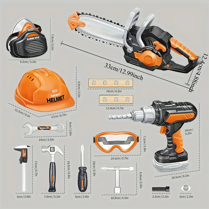 Kids Tool Set Toys with Drill Electric Chainsaw Helmet Construction Tools Gifts for Boys Christmas Birthday Gifts for Toddlers