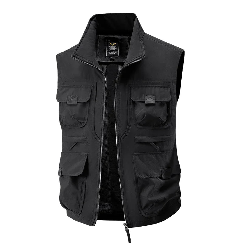 Outdoor Cycling Mountain Climbing Fishing Hiking Fashionable Tourism Camping Solid Color Versatile Casual Workwear, Loose Vest