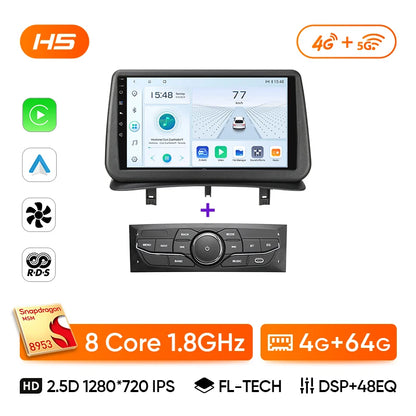 Ainavi Car Radio for Renault Clio 3 2005-2014 Wireless CarPlay Android Auto 4G Multimedia Player Navigation GPS 2din Autoradio