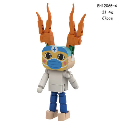New Animal Hospital Building Blocks Cute 4/8pcs Horror Game Mini Dog Cat Nurse Assemble Figures For Fans Gifts