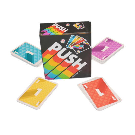 《Push 2024》, Card Game, Board Game, Interactive Game, Available in 6 Languages Including English, Spanish, French, German, Italian, and Dutch, Fast-Paced, Easy to Learn, Perfect for Parties