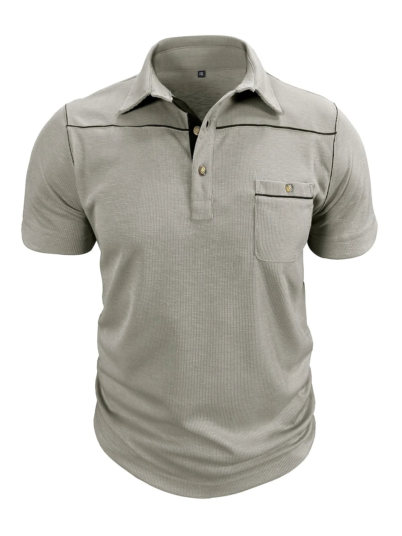 Plus Size Men's Polo Shirt 2026 Summer Fashion Vacation Casual Collared Solid Color Henley T-Shirt Pullover Top