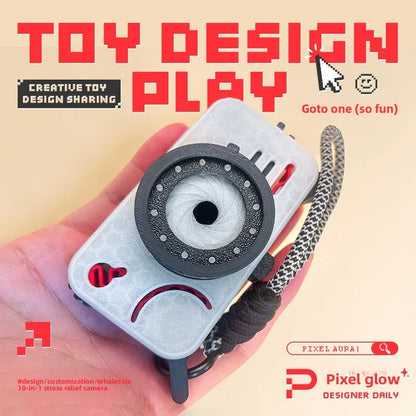 10-in-1 Click Decompression Toy – Push Button EDC Fidget Cube, ADHD Sensory Stress Relief Desk Toy & Backpack Keychain Pendant,