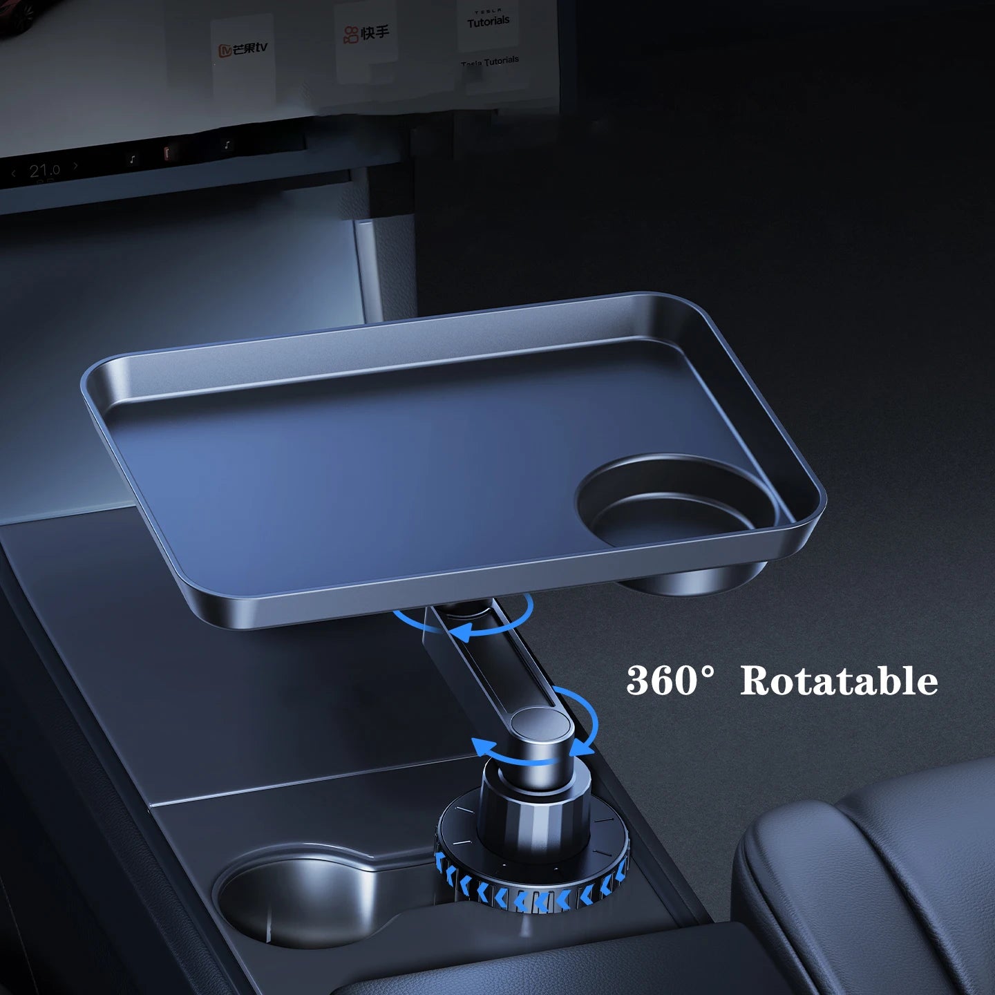 Eary Car Cup Holder Tray Table Swivel Car Food Tray Table for Front/Rear Seat for Eating Drinking Sauce Holder for Car Road Trip