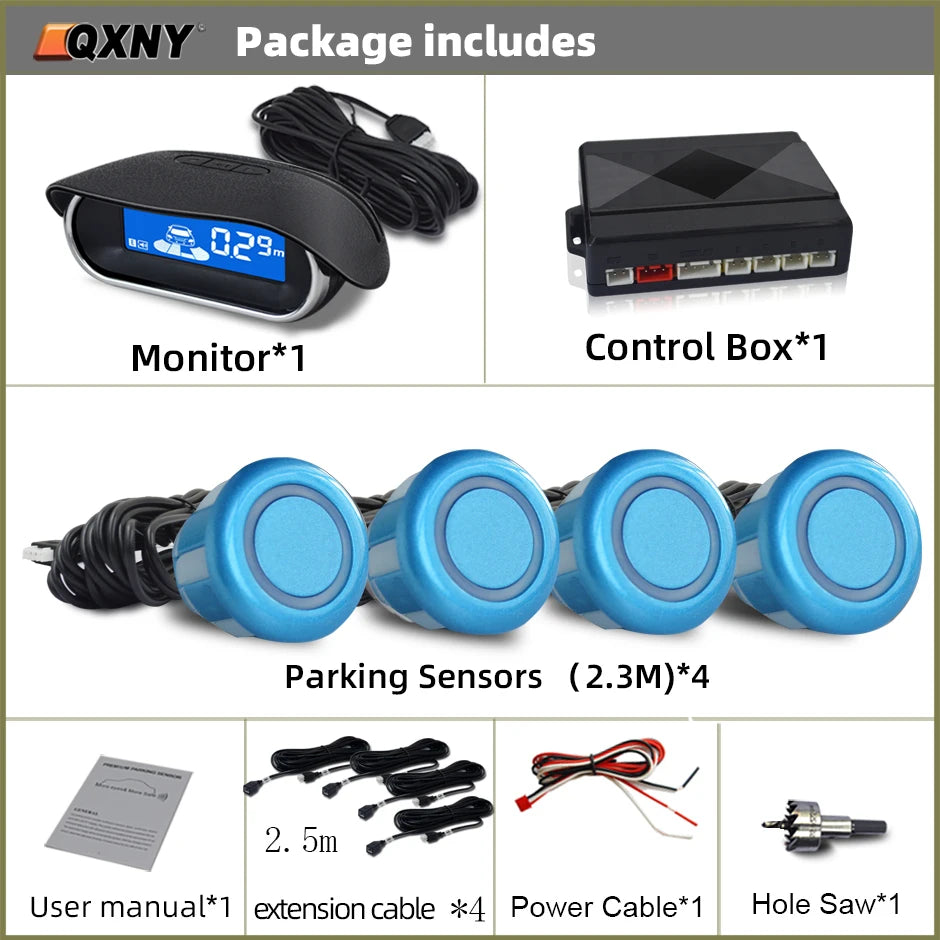 Car Front Parking Sensor Kit Auto Parktronic Assistant System LCD Monitor Buzzer Voice Volume Can be Adjusted  Vehicle Universal