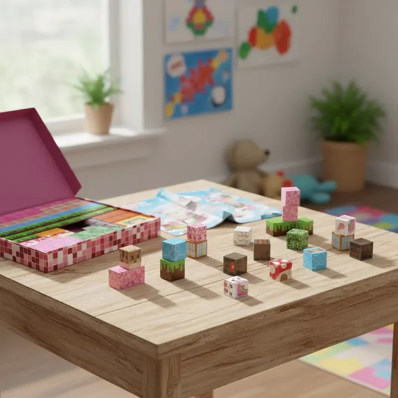 Pink Girl Magnetic Blocks 100Pcs Rainbow Forest Free Assembly 3D Creative DIY STEM Educational Toy Holiday Gift Exquisite Box