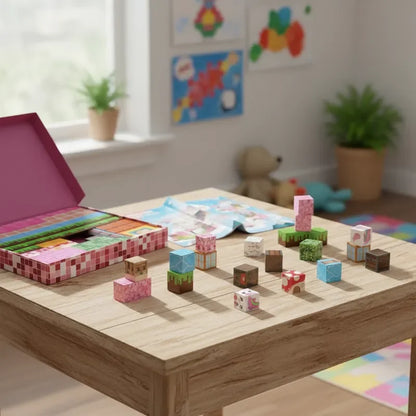 Pink Girl Magnetic Blocks 100Pcs Rainbow Forest Free Assembly 3D Creative DIY STEM Educational Toy Holiday Gift Exquisite Box