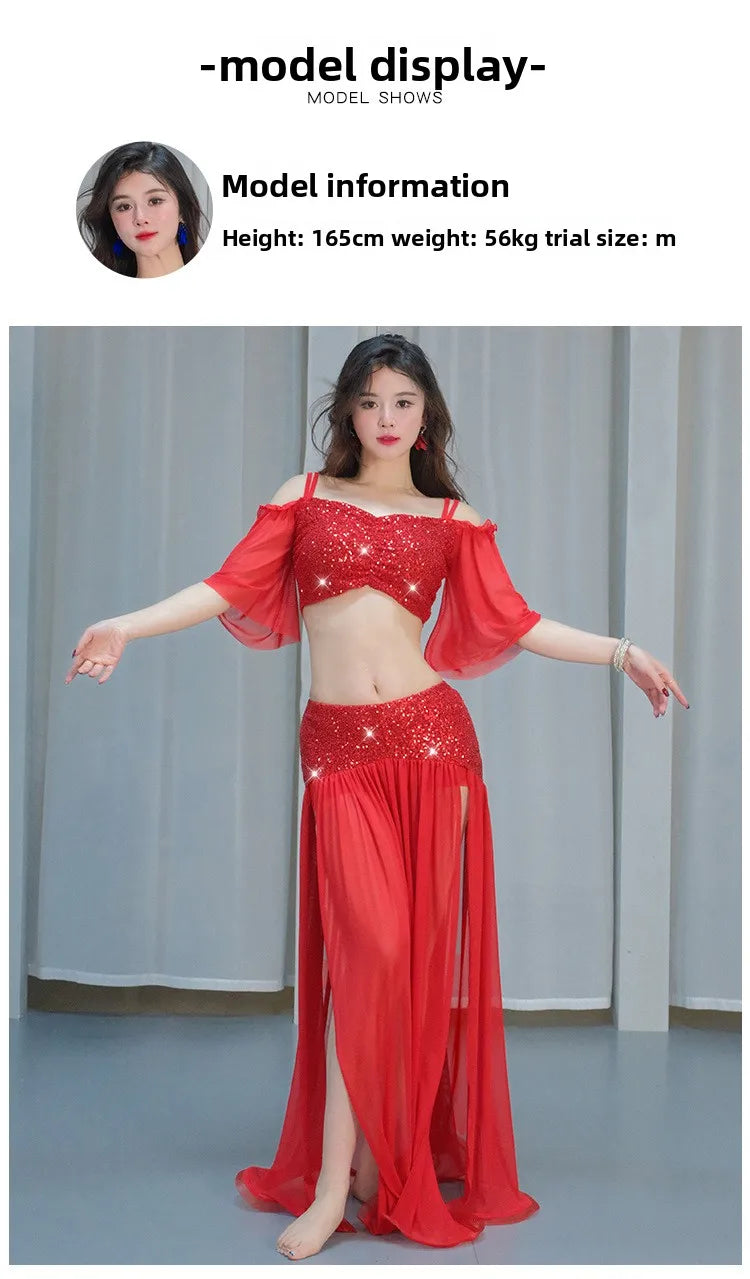 Sexy Sequin Belly Dance Costume 2025 Summer New Arrival High-End Practice Suit Performance Ethnic Dancewear Chinese Manufacturer