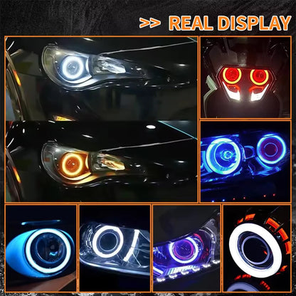 2PCS RGB Cotton LED Angel Eyes Halo Ring 60/70/80/90/95/100/110/120mm LED Headlight Lamp For Car Motorcycle DRL Eyes APP Control