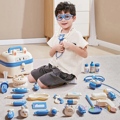 Rabbit Doctor Play Set for Kids Medical Kit Pretend Play Dentist Nurse Role Play Toy with Stethoscope Educational Learning Gift