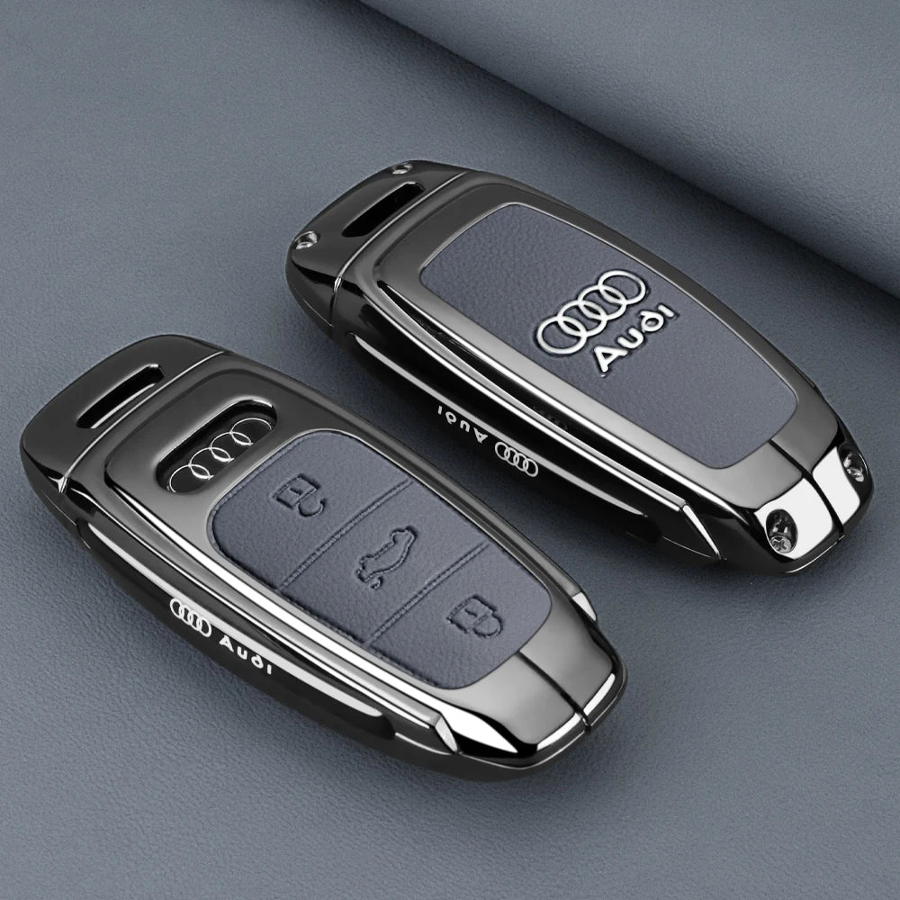 Leather Key Case Shell Buckle Car Key Cover for Audi A3 A4 B9 A6 A7 4K A8 E-tron Q5 Q8 C8 D5 SQ8 Car Remote Control Shell