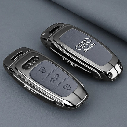 Leather Key Case Shell Buckle Car Key Cover for Audi A3 A4 B9 A6 A7 4K A8 E-tron Q5 Q8 C8 D5 SQ8 Car Remote Control Shell