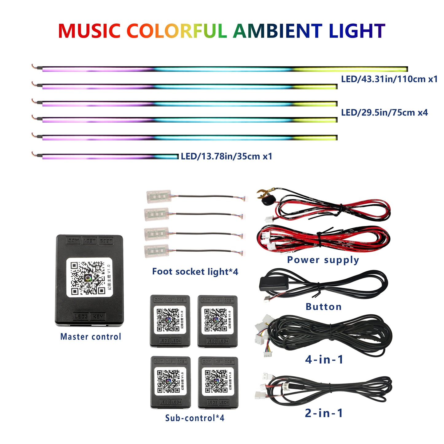 FOR YOUR CAR 6/18 in 1 Acrylic Car Ambient Light RGB 213 Color Symphony Acrylic APP Streamer Atmosphere Lamp Kit Sunroof light