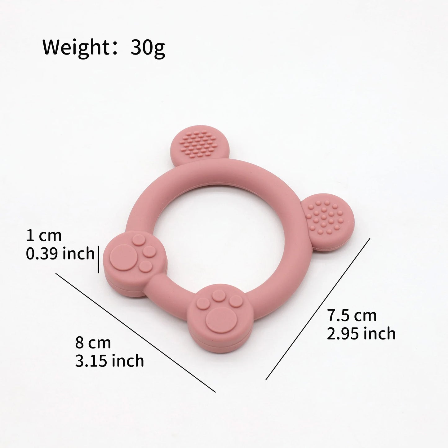 Silicone Bear Teething Ring Is Easy to Grip and Can Help Soothe Teething Teeth