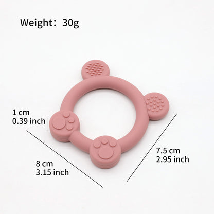 Silicone Bear Teething Ring Is Easy to Grip and Can Help Soothe Teething Teeth