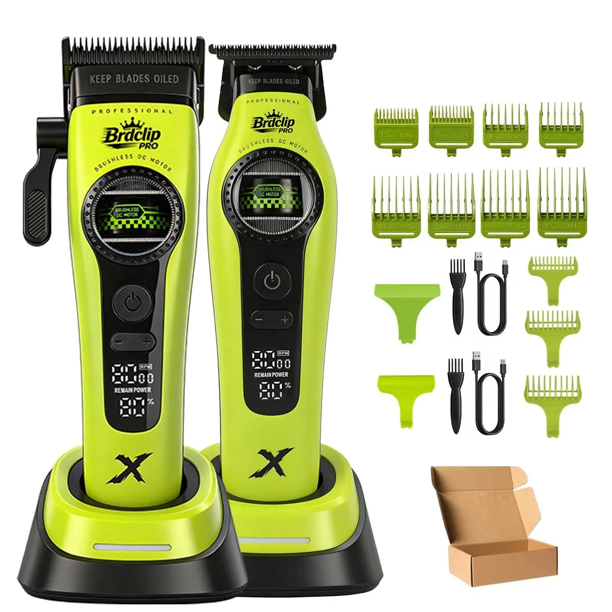New BRDCLIP PRO Electric Hair Clipper Hair Trimmer Set Outer Rotor BLDC 6000-8000RPM Barber  Shop DLC Blade with Charge Dock