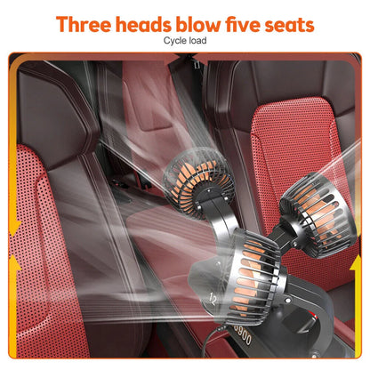 12v Automotive fan Car Fan 24v 360° Adjustable 3 Head Air Fan Low Noise Multifunctional Temporary Parking Card Auto Vehicles fan