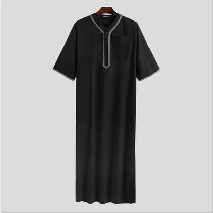 2026 Men's Muslim Hooded Robe Middle Eastern Islamic Arabic Clothing Vintage Loose Long Sleeve Drawstring Fashion Male Robe New