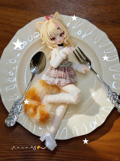 Miaomiaomiao Cifang Bjd Doll One Eighth Scale Articulated Cat Girl Blind Box Cute Trendy Ornament Moonlight Fairy Tale Gift Toy