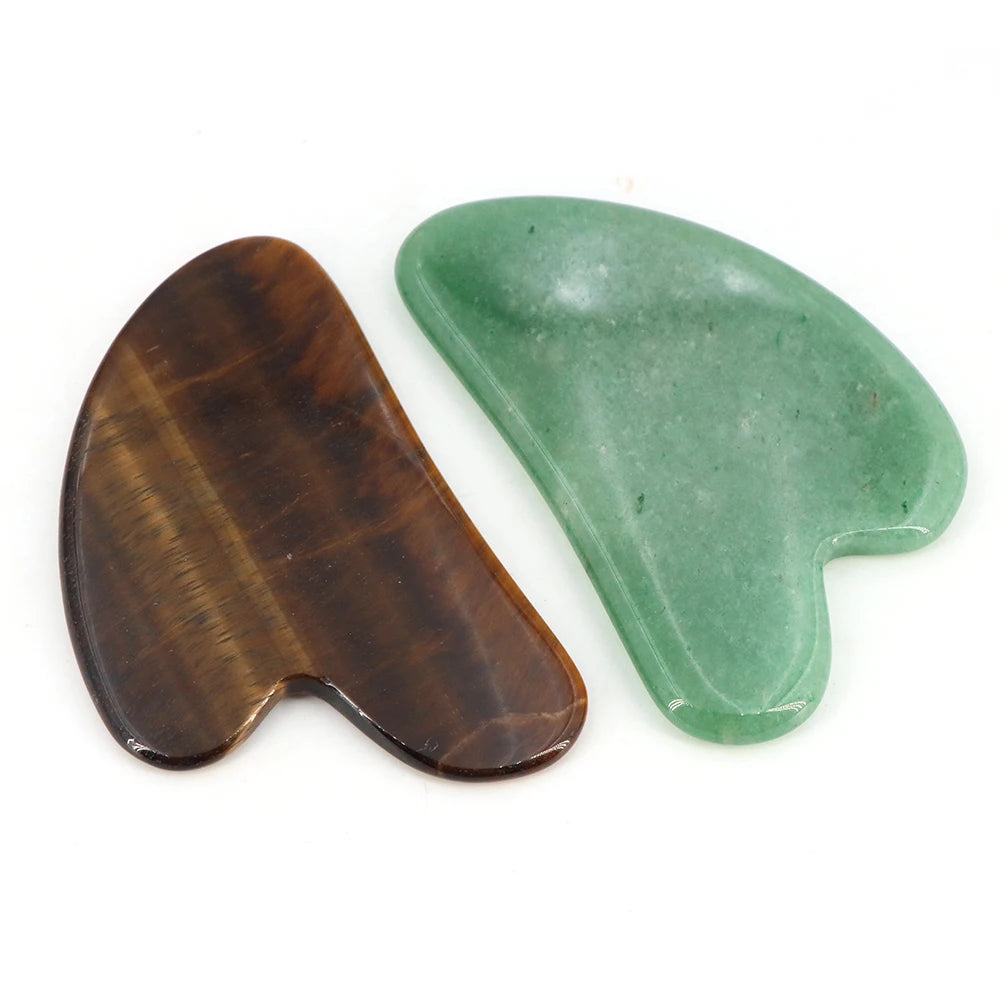 Natural Stone Gua Sha Massage Board Pink Rose Quartz Amethyst Guasha Plate Jade Face Massager Scrapers Tools for Neck Back Body