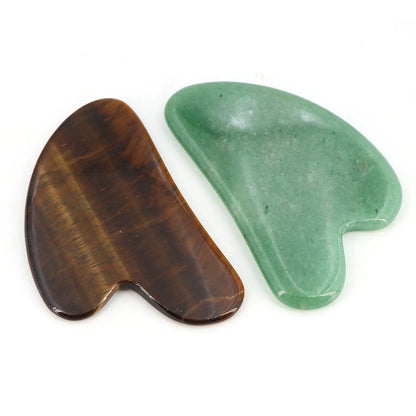Natural Stone Gua Sha Massage Board Pink Rose Quartz Amethyst Guasha Plate Jade Face Massager Scrapers Tools for Neck Back Body
